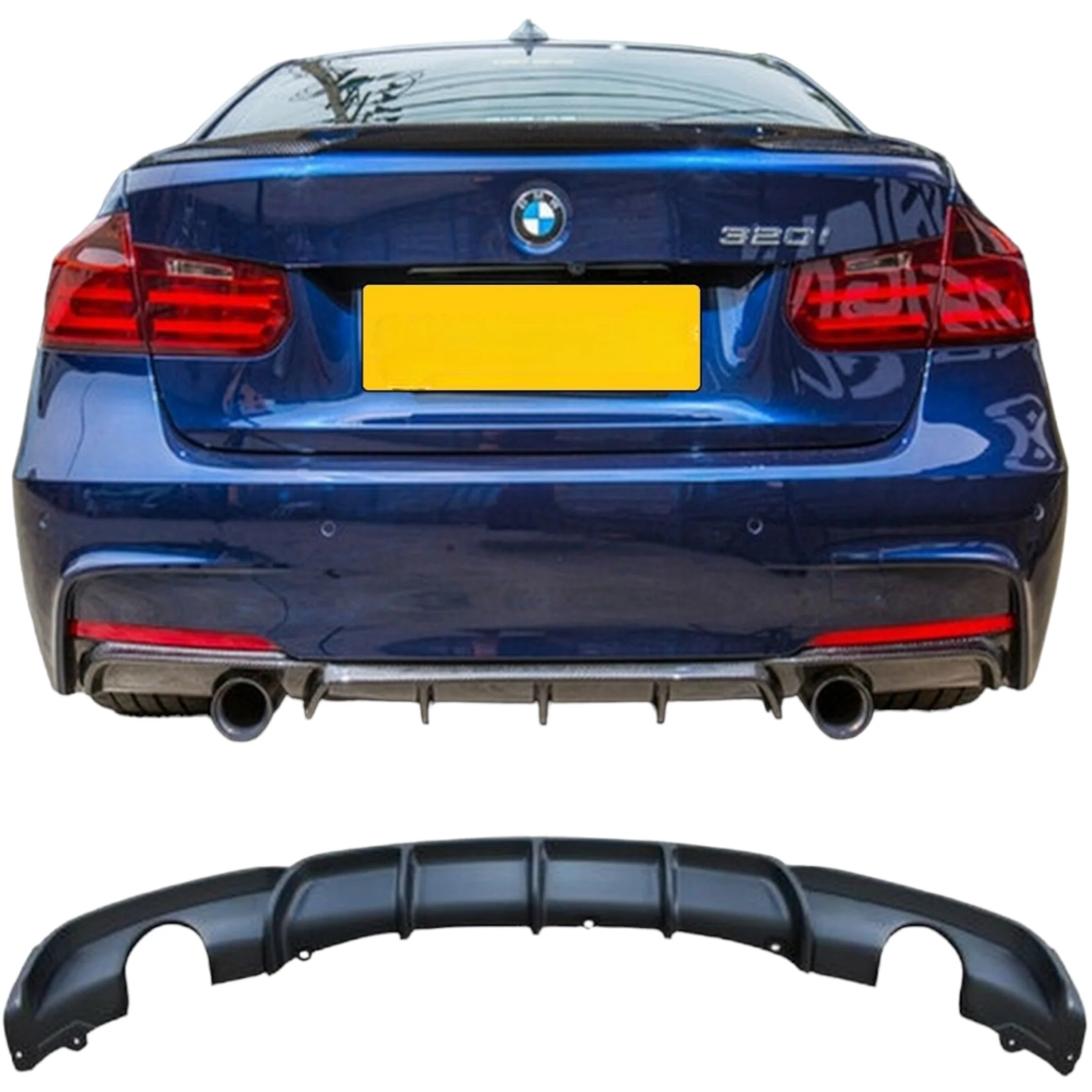 Rear Diffuser - Dual Exit - Fits BMW F30 F31 - 3 Series - M Sport - Matte Black