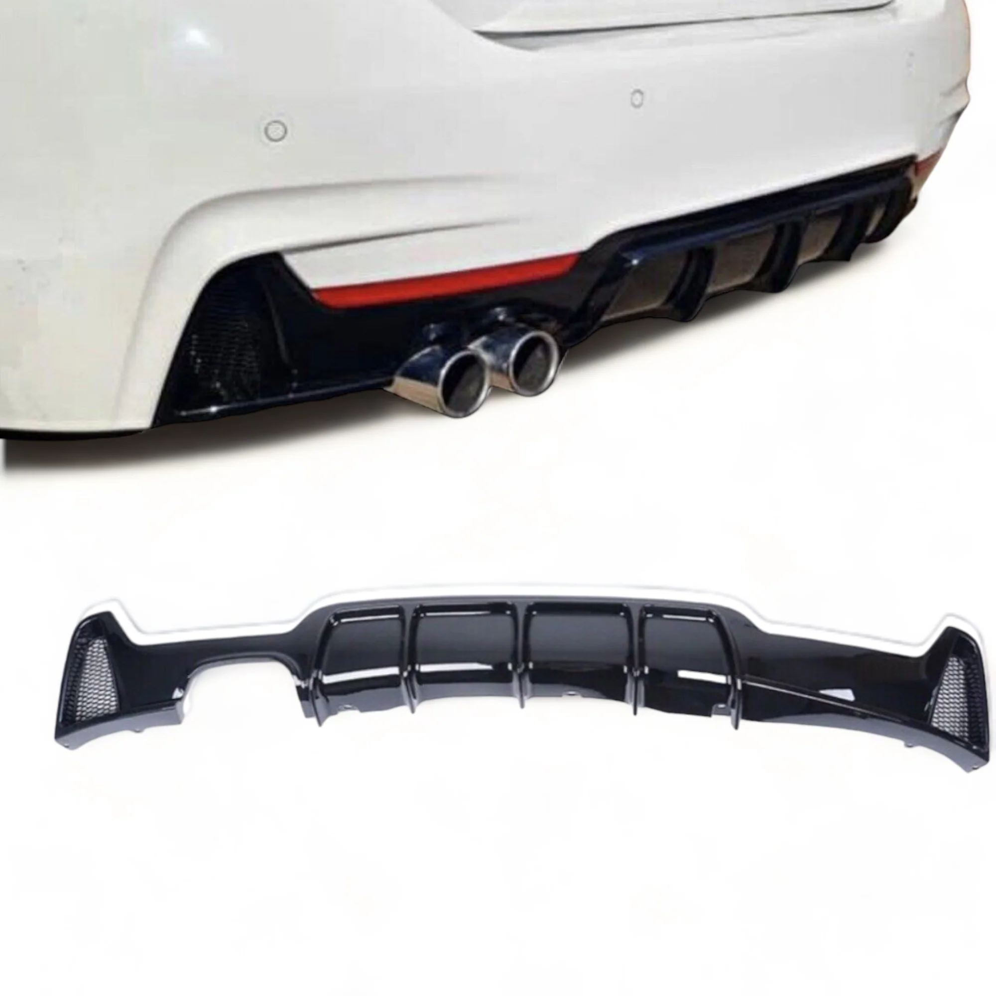 Rear Diffuser - Twin Exit - Fits BMW F32 F33 F36 - 4 Series - M Sport - Gloss Black
