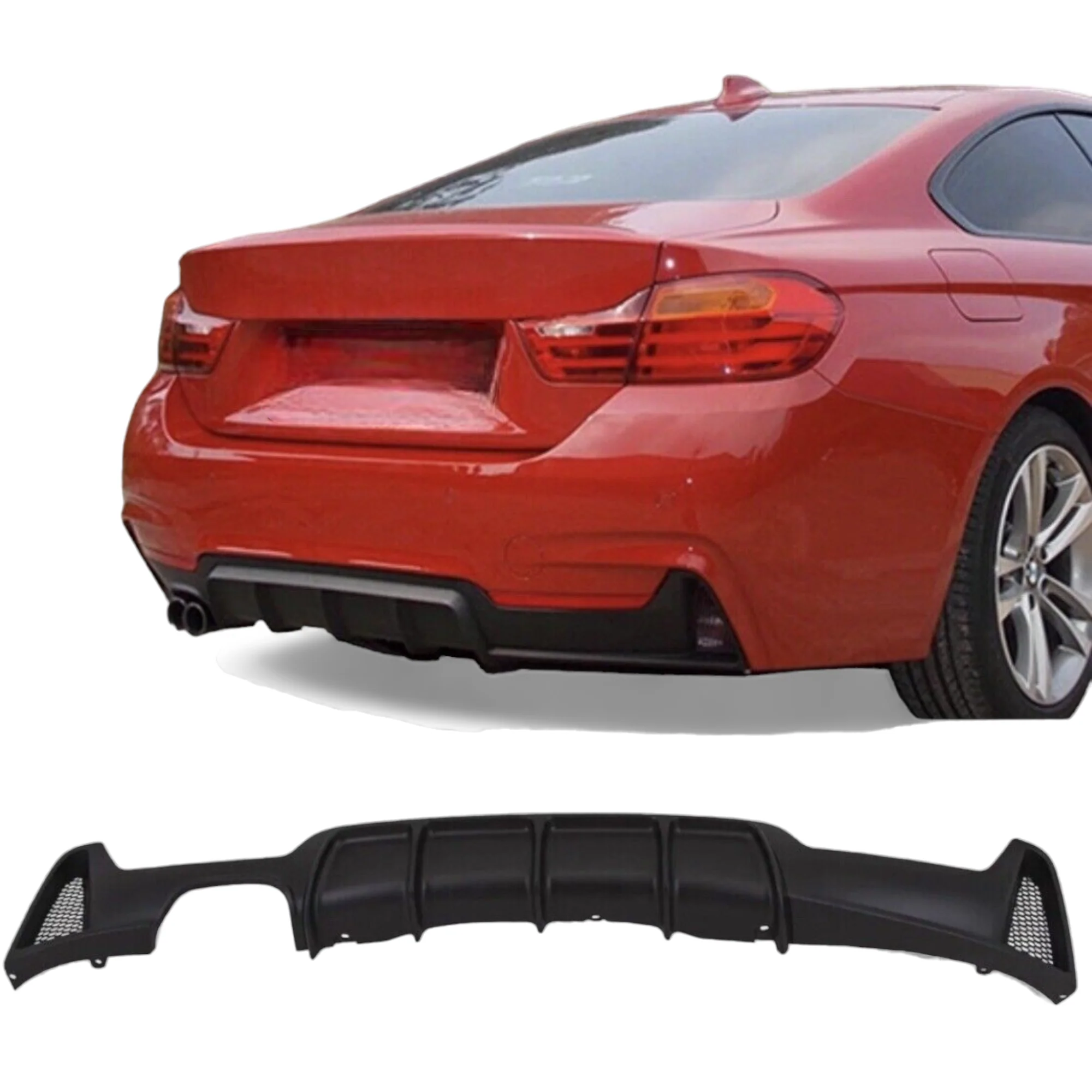 Rear Diffuser - Twin Exit - Fits BMW F32 F33 F36 - 4 Series - M Sport - Matte Black