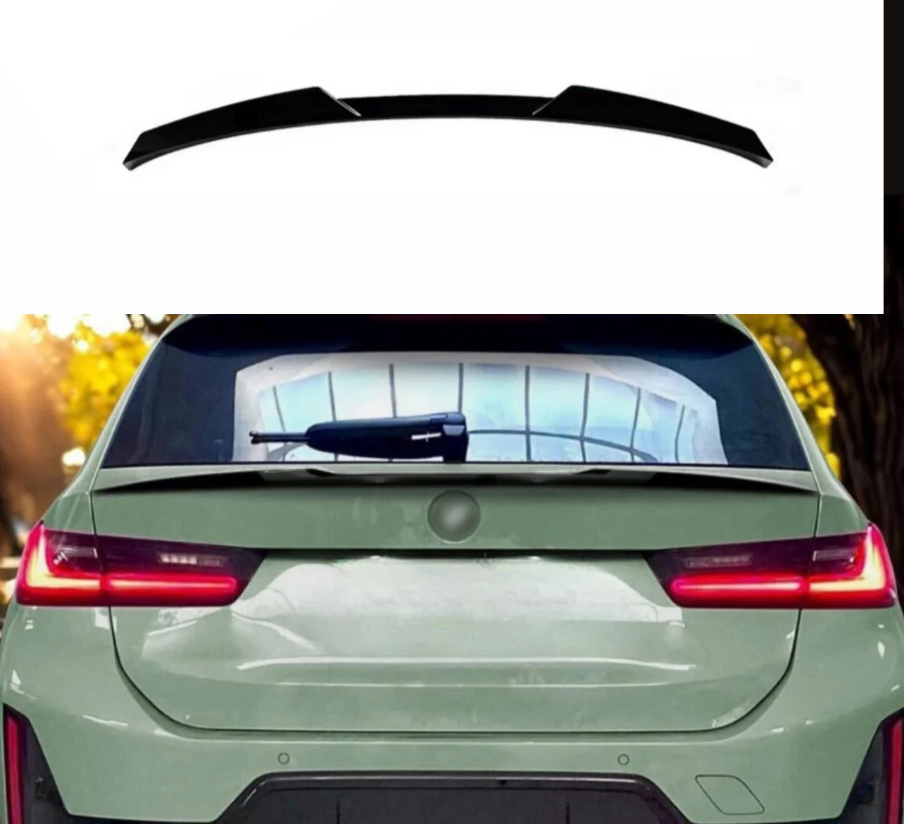 REAR MID SPOILER WING FOR BMW 3 SERIES G21 ESTATE TOURING GLOSS BLACK 2019+ ROOF