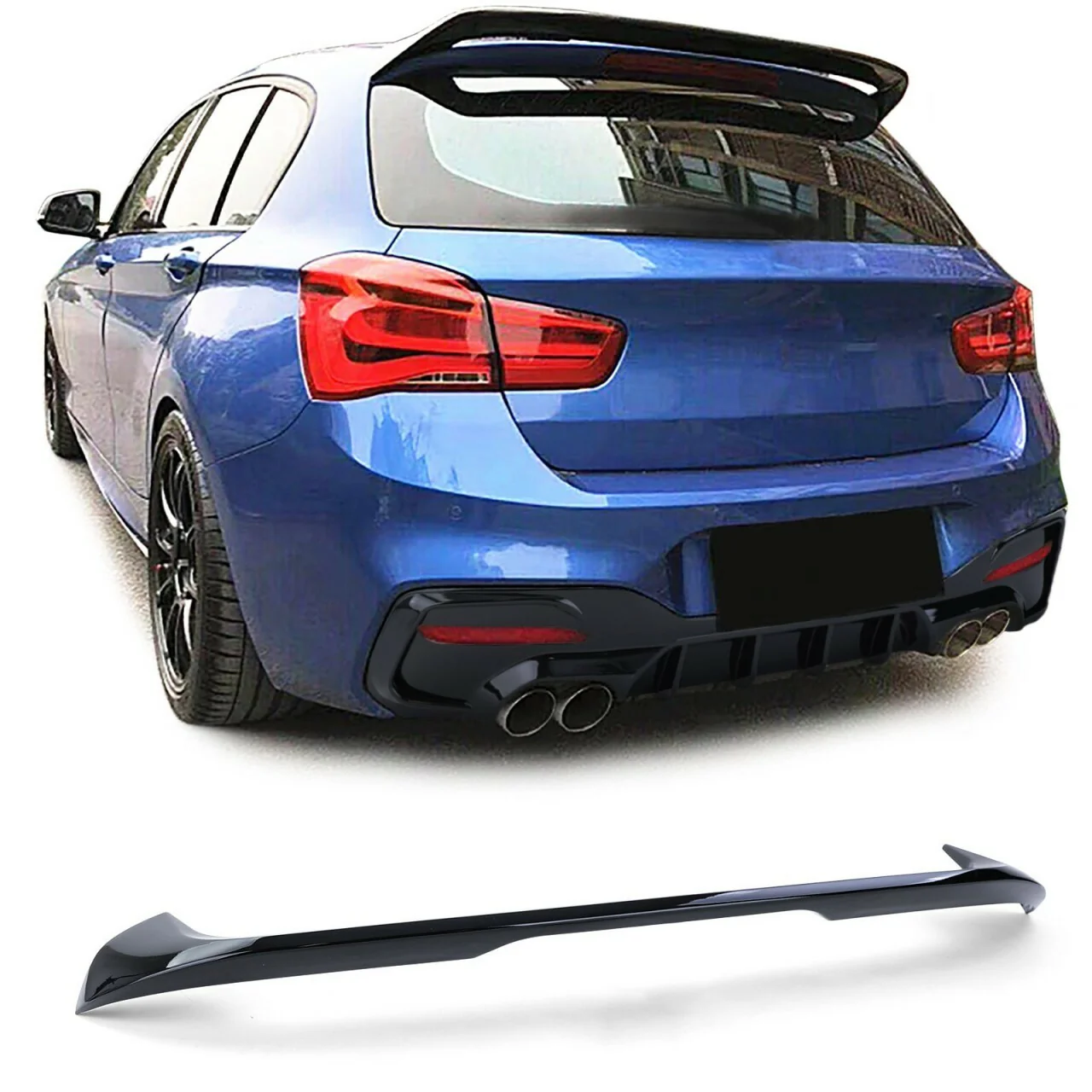 REAR ROOF SPOILER FOR BMW 1 SERIES F20 F21 GLOSS BLACK ABS
