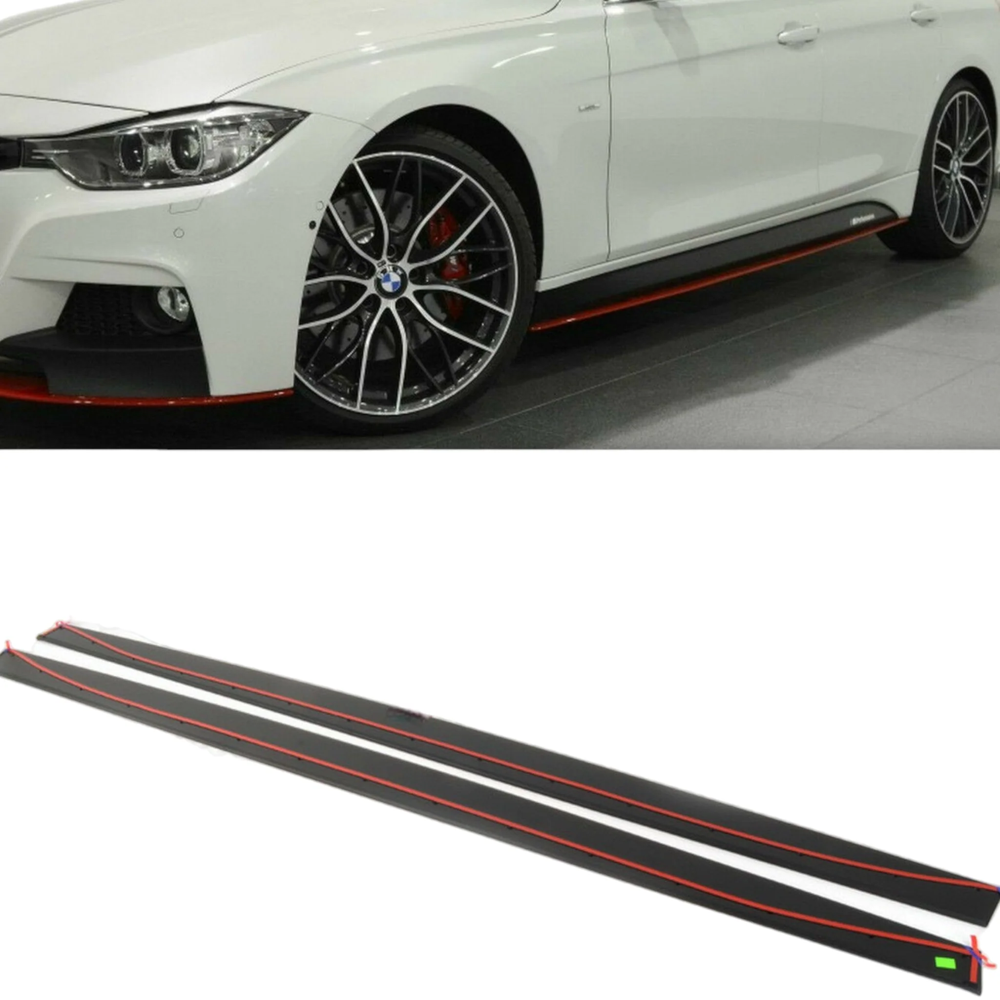 Side Skirt Extension Blades - Fits BMW F30 3 Series - Matte Black