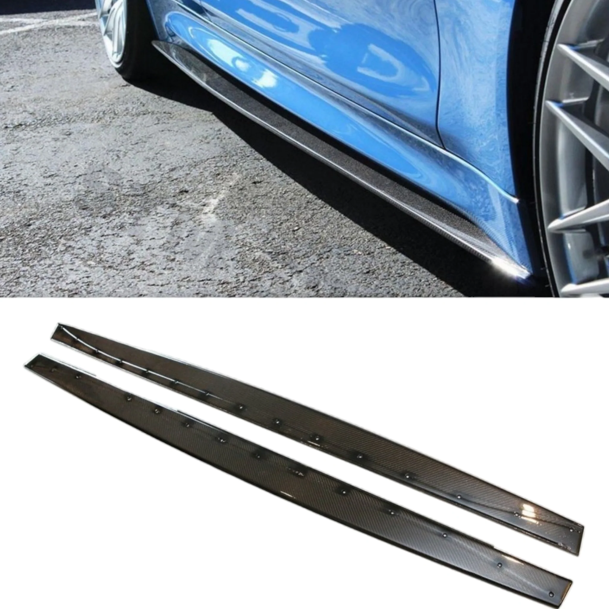 Side Skirt Extension Blades - Fits BMW F80 F82 F83 - M3 M4 - Carbon Look - Image 3