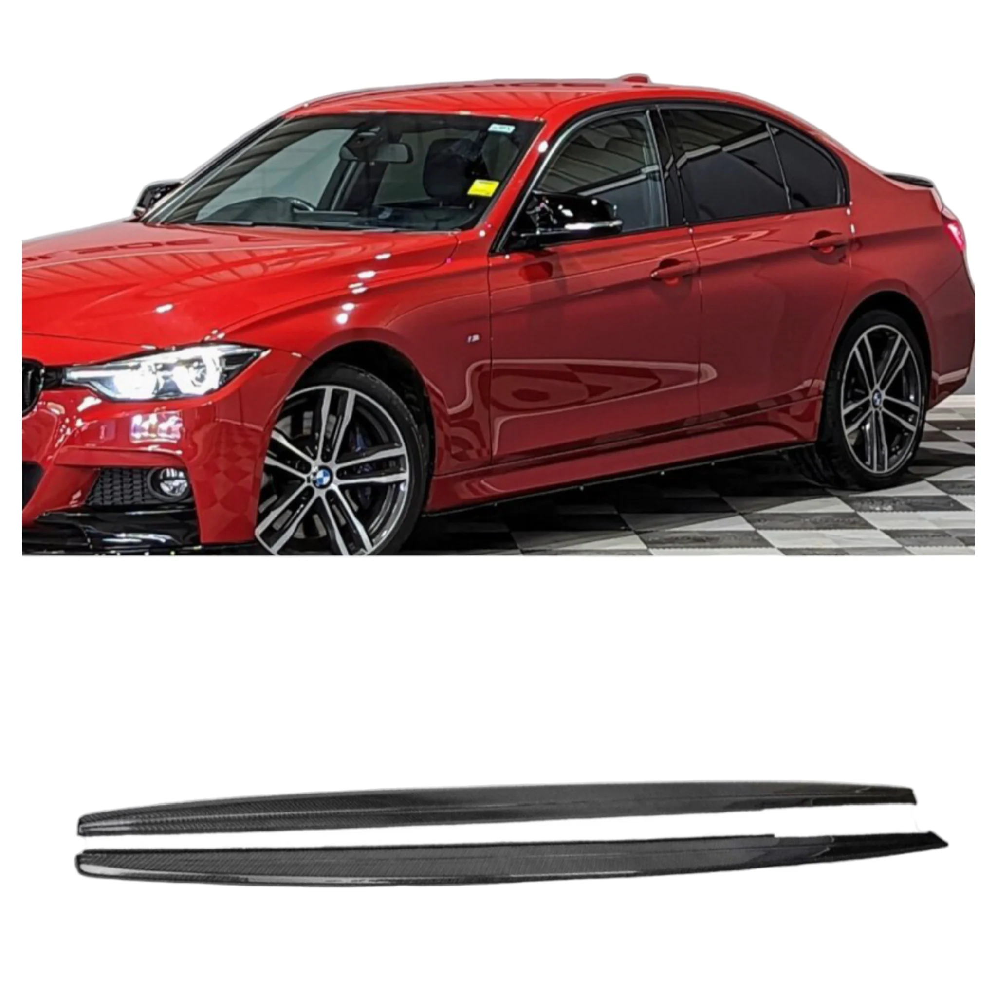 Side Skirt Extension Blades - M Sport - Fits BMW F30 F31 3 Series - Carbon Look