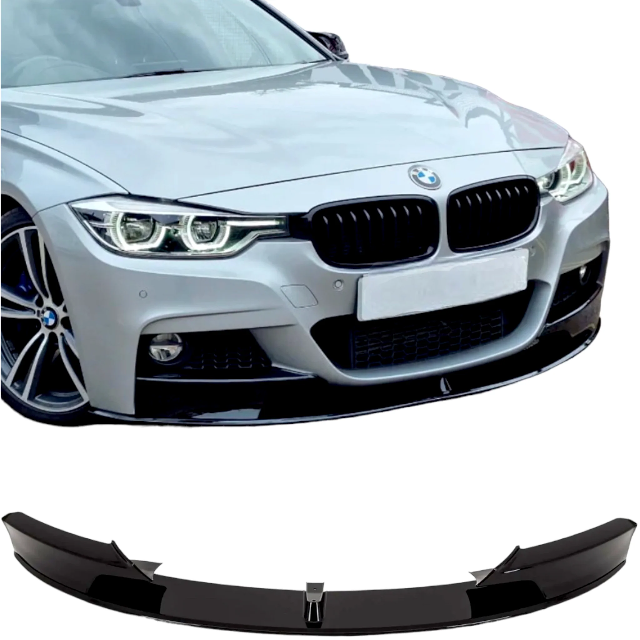 STM Edition BMW F30 Splitter Lip F31 3 Series - Gloss Black with Canards